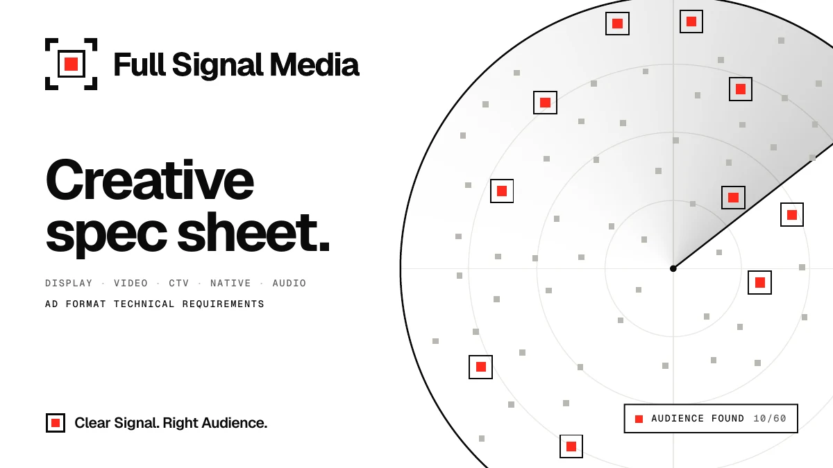 Creative specification cover: display, video, CTV, native, and audio